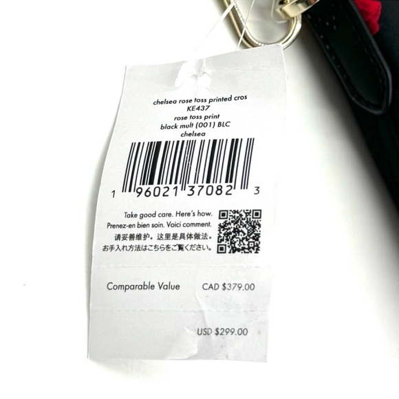 Kate Spade Chelsea Rose Toss Crossbody Bag & Coin Purse Black Multi Rose - Picture 12 of 12